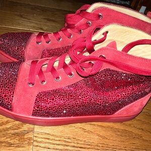 Christian Louboutin Men's Louis Orlato Spike Studs High Sneakers